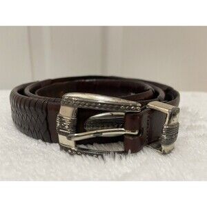Brighton Mens Leather Braided Belt Size 48 Brown
